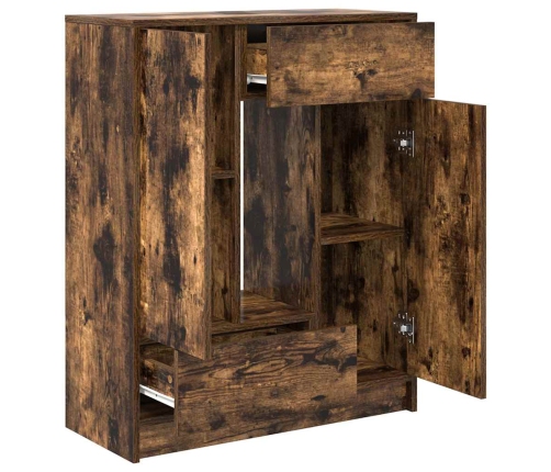 Aparador con cajones y puertas roble ahumado 73x31x90 cm