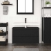 Mueble de baño con lavabo y cajones roble negro 90x34,5x60 cm