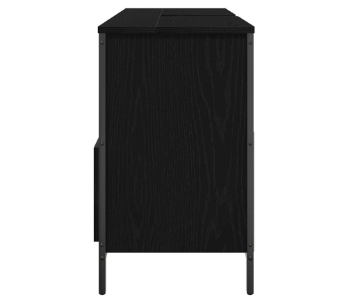 Mueble de baño con lavabo y cajones roble negro 90x34,5x60 cm