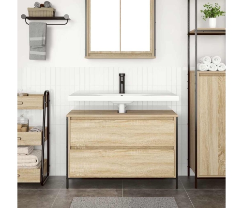 Mueble de baño con lavabo y cajones roble Sonoma 90x34,5x60 cm