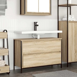 Mueble de baño con lavabo y cajones roble Sonoma 90x34,5x60 cm