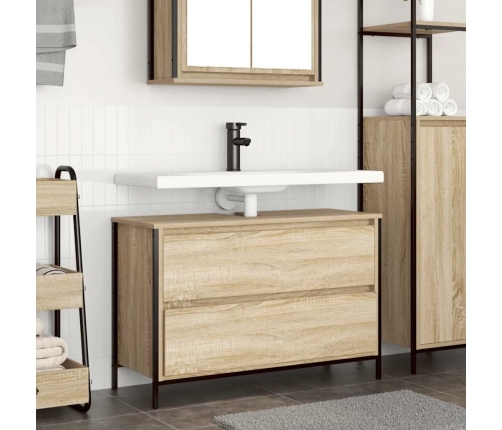 Mueble de baño con lavabo y cajones roble Sonoma 90x34,5x60 cm