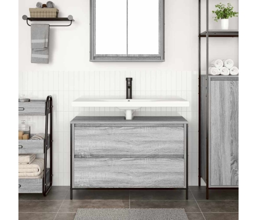 Mueble de baño con lavabo y cajones gris Sonoma 90x34,5x60 cm