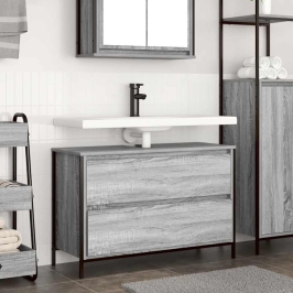 Mueble de baño con lavabo y cajones gris Sonoma 90x34,5x60 cm