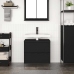 Mueble de baño con lavabo y cajones roble negro 60x34,5x60 cm