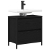 Mueble de baño con lavabo y cajones roble negro 60x34,5x60 cm