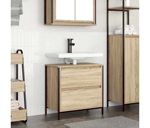 Mueble de baño con lavabo y cajones roble Sonoma 60x34,5x60 cm