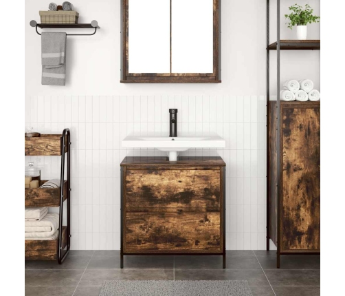 Mueble de baño con lavabo y cajones roble ahumado 60x34,5x60 cm