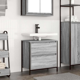 Mueble de baño con lavabo y cajones gris Sonoma 60x34,5x60 cm