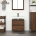 Mueble de baño con lavabo y cajones roble marrón 60x34,5x60 cm