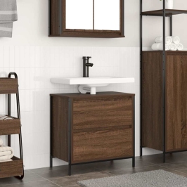 Mueble de baño con lavabo y cajones roble marrón 60x34,5x60 cm