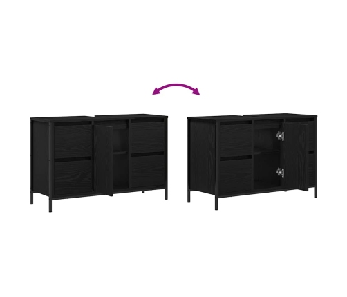 Mueble de lavabo con cajones roble negro 90x34,5x60 cm