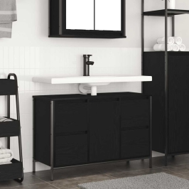 Mueble de lavabo con cajones roble negro 90x34,5x60 cm