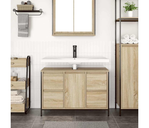 Mueble de lavabo con cajones roble Sonoma 90x34,5x60 cm