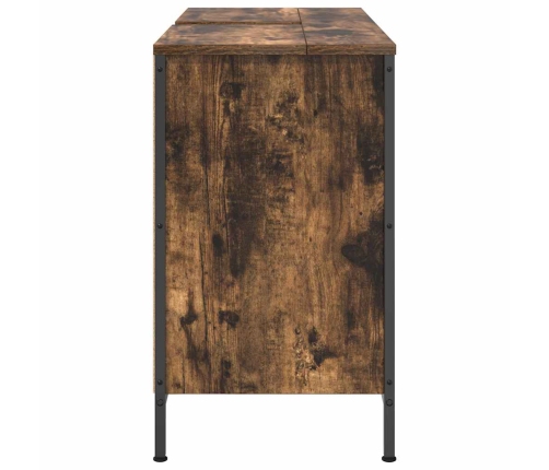 Mueble de lavabo con cajones roble ahumado 90x34,5x60 cm