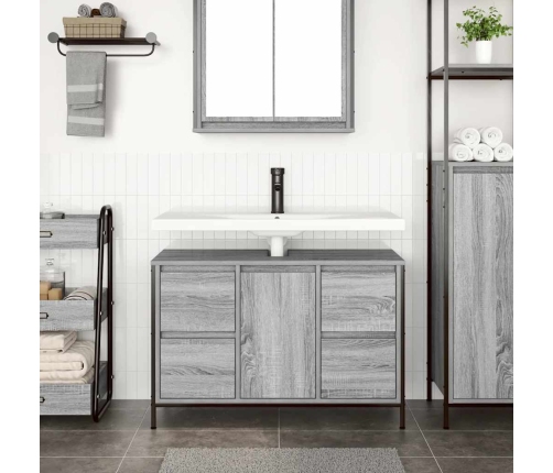 Mueble de lavabo con cajones gris Sonoma 90x34,5x60 cm