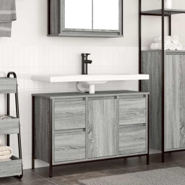 Mueble de lavabo con cajones gris Sonoma 90x34,5x60 cm