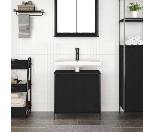 Mueble de baño con lavabo negro 60x34,5x60 cm