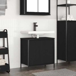 Mueble de baño con lavabo negro 60x34,5x60 cm