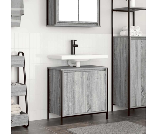 Mueble de baño con lavabo gris Sonoma 60x34,5x60 cm