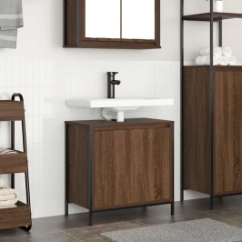 Mueble de baño con lavabo de roble marrón 60x34,5x60 cm