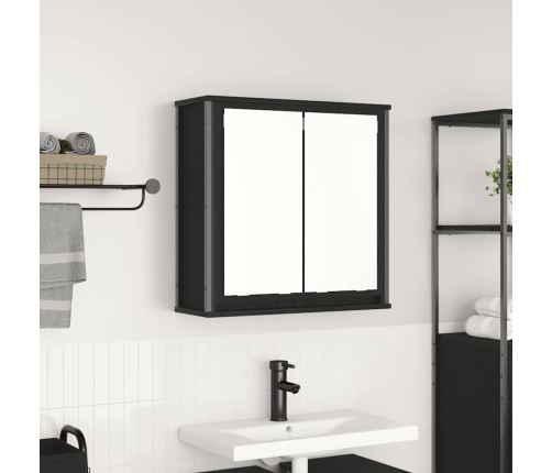 Mueble de baño de pared con espejo roble negro 60x21x60 cm