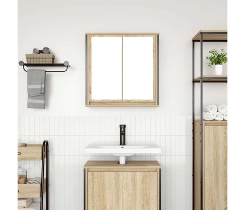 Mueble de baño de pared con espejo roble Sonoma 60x21x60 cm