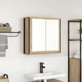 Mueble de baño de pared con espejo roble Sonoma 60x21x60 cm