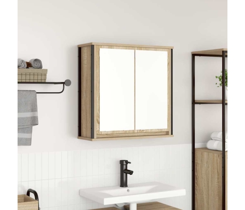 Mueble de baño de pared con espejo roble Sonoma 60x21x60 cm