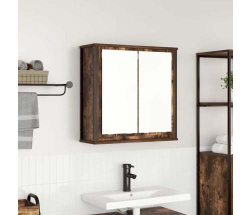 Mueble de baño de pared con espejo roble ahumado 60x21x60 cm