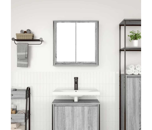 Mueble de baño de pared con espejo gris Sonoma 60x21x60 cm