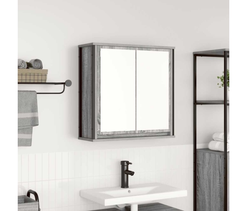 Mueble de baño de pared con espejo gris Sonoma 60x21x60 cm