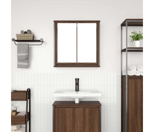 Mueble de baño de pared con espejo roble marrón 60x21x60 cm