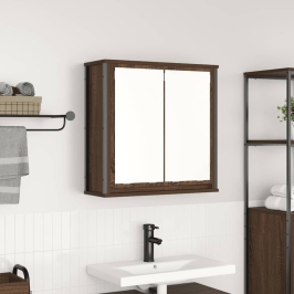 Mueble de baño de pared con espejo roble marrón 60x21x60 cm