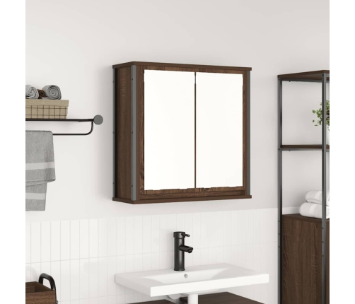 Mueble de baño de pared con espejo roble marrón 60x21x60 cm