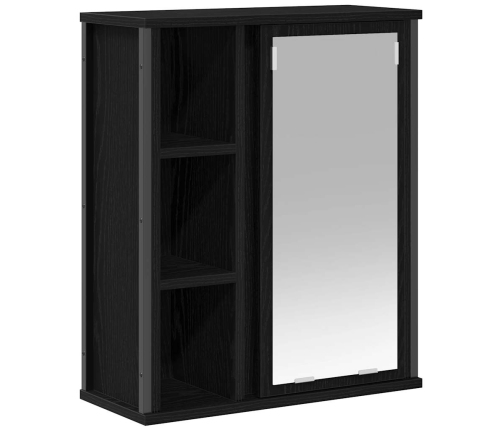 Mueble de baño de pared con espejo roble negro 50x21x60 cm