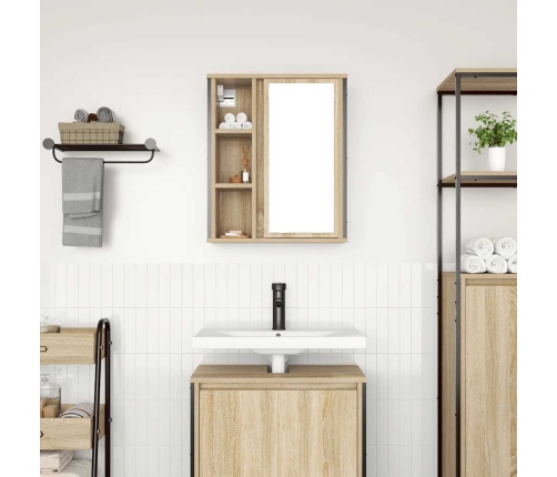 Mueble de baño de pared con espejo roble Sonoma 50x21x60 cm