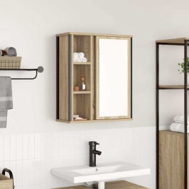 Mueble de baño de pared con espejo roble Sonoma 50x21x60 cm