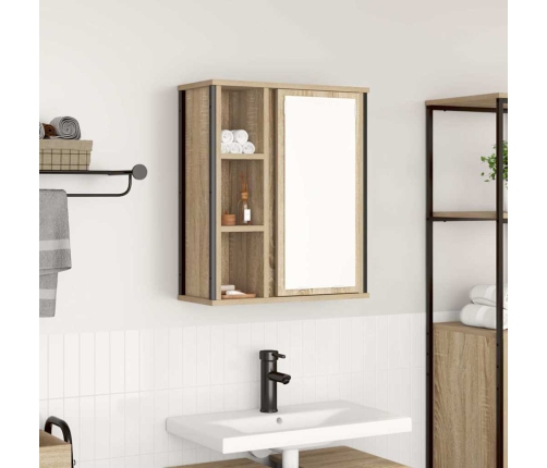 Mueble de baño de pared con espejo roble Sonoma 50x21x60 cm