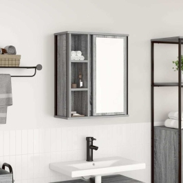 Mueble de baño de pared con espejo gris Sonoma 50x21x60 cm