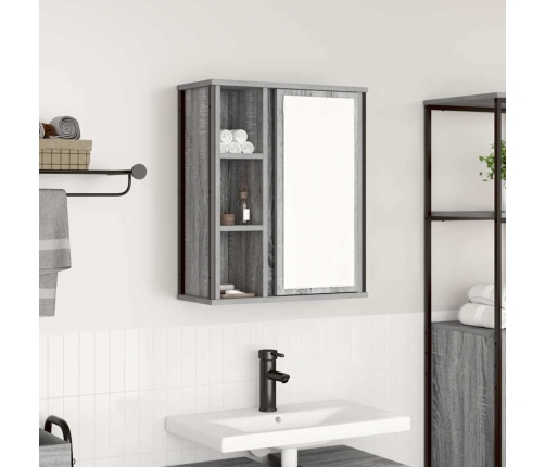 Mueble de baño de pared con espejo gris Sonoma 50x21x60 cm