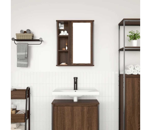 Mueble de baño de pared con espejo roble marrón 50x21x60 cm