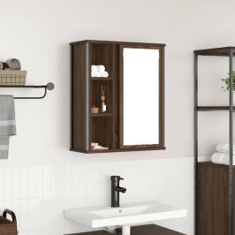 Mueble de baño de pared con espejo roble marrón 50x21x60 cm