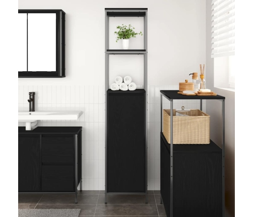 Mueble de baño con estantes roble negro 36x35x165 cm