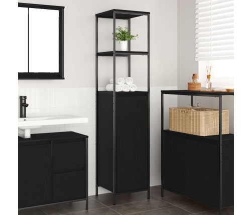 Mueble de baño con estantes roble negro 36x35x165 cm