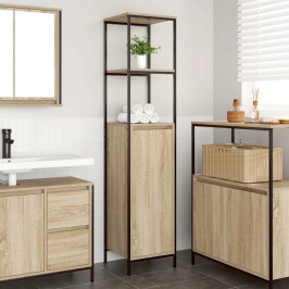 Mueble de baño con estantes roble Sonoma 36x35x165 cm