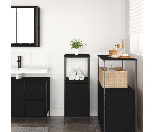 Mueble de baño con estantes roble negro 36x35x95 cm