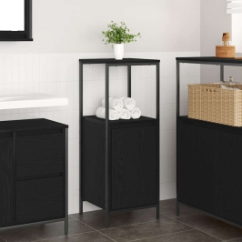 Mueble de baño con estantes roble negro 36x35x95 cm