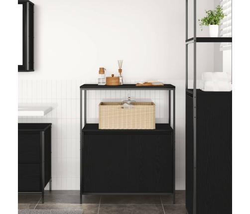 Mueble de baño con estantes roble negro 76,5x35x95 cm