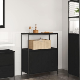 Mueble de baño con estantes roble negro 76,5x35x95 cm